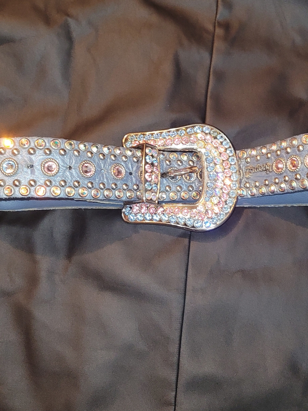 Kippys Pink & Blue Swarovski Crystal Leather Belt. Absolutely Gorgeous In Person - Picture 6 of 8